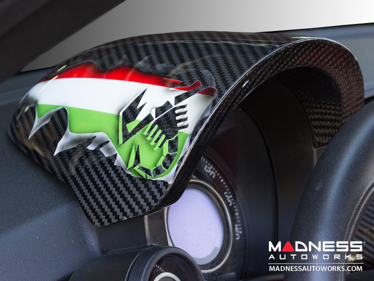 FIAT 500 Instrument Cover - Carbon Fiber - Koshi Composites - Italian Flag w/ Black Scorpion 